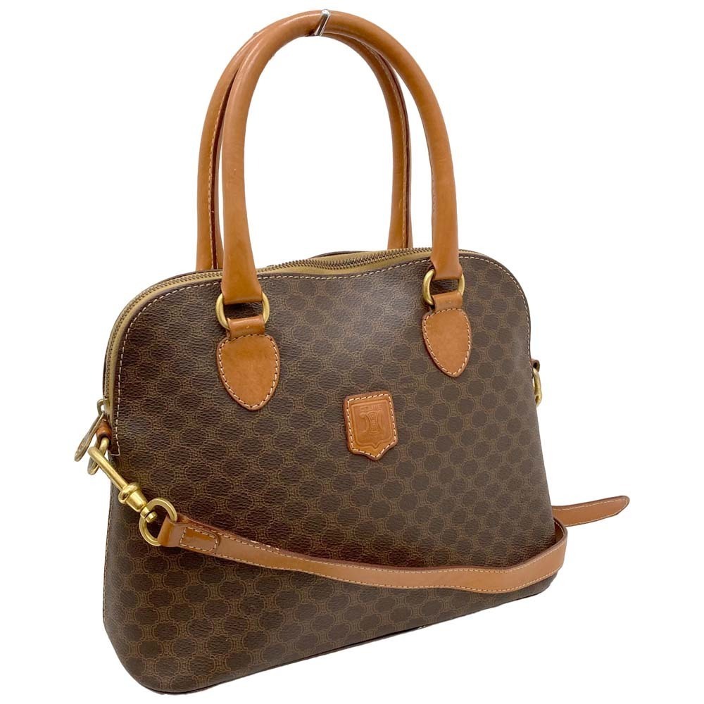 Celine Macadam Bag Shoulder Handbag All over Brown